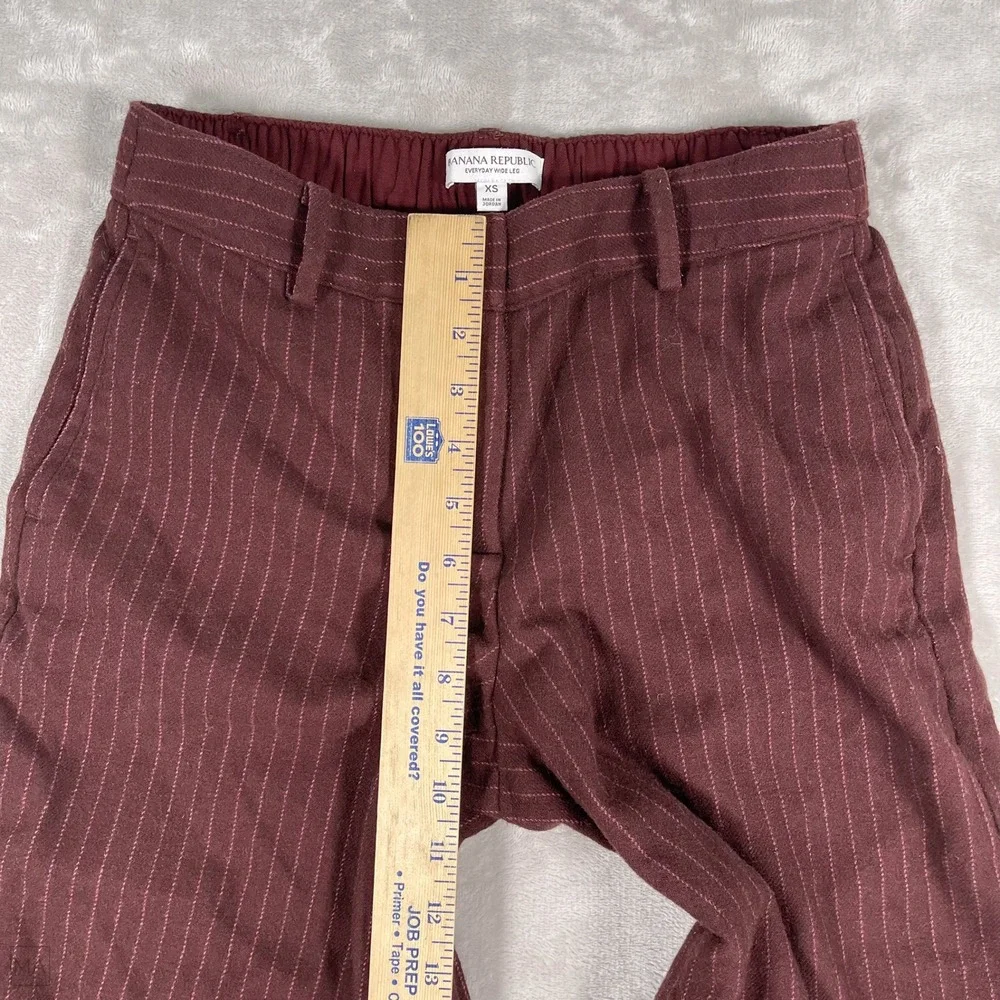 Banana Republic Womens Pants Everyday Wide Leg Pinstripes Wool Blend XS Marn/Brn